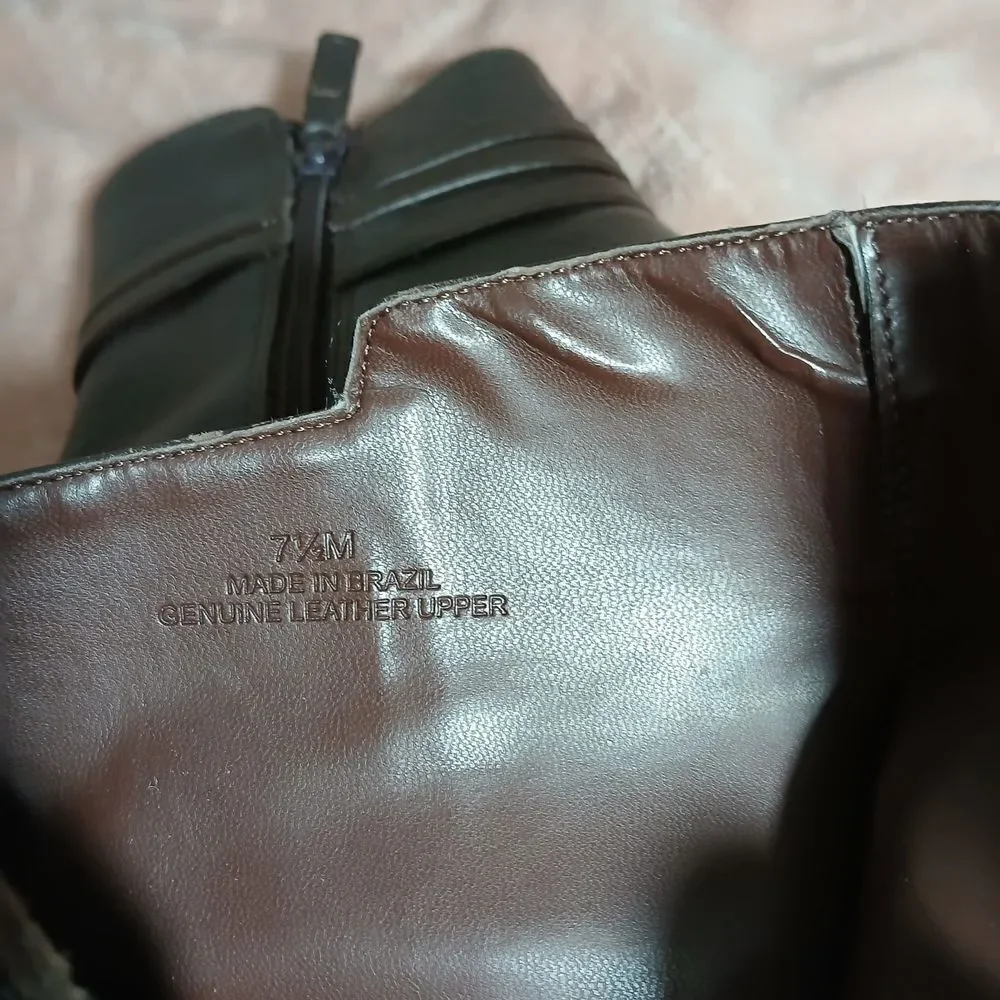 Talbots Brown Leather Ankle Booties with Buckle Detail Size 7.5M